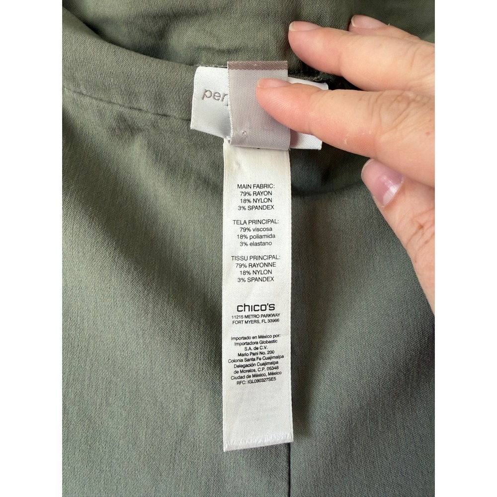 Chicos Perfect Stretch Olive Green Pull On Shorts Size 1.5 Medium - Picture 7 of 7